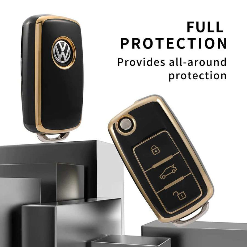 Volkswagen 3 Button Flip Key TPU Key Cover For Polo, Vento, Jetta, Ameo