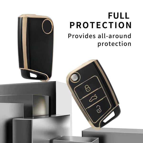 Volkswagen 3 Button Flip TPU Key Cover For Virtus, Tiguan, T-Roc, Taigun, New Jetta