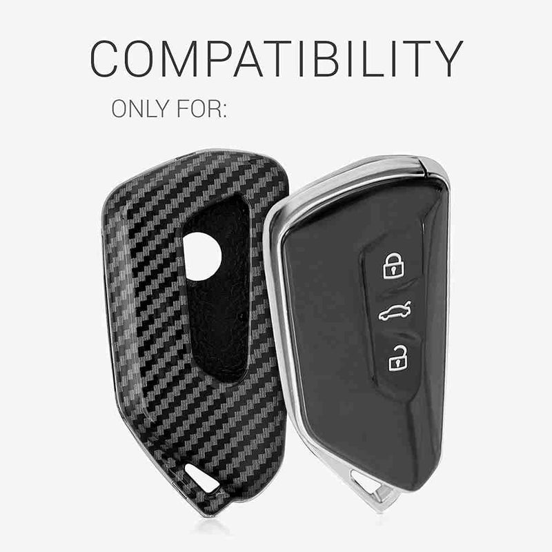 Volkswagen Golf 8, 3 Button Protective Carbon Fiber Keyless Entry Smart Remote Cover Case With Keychain