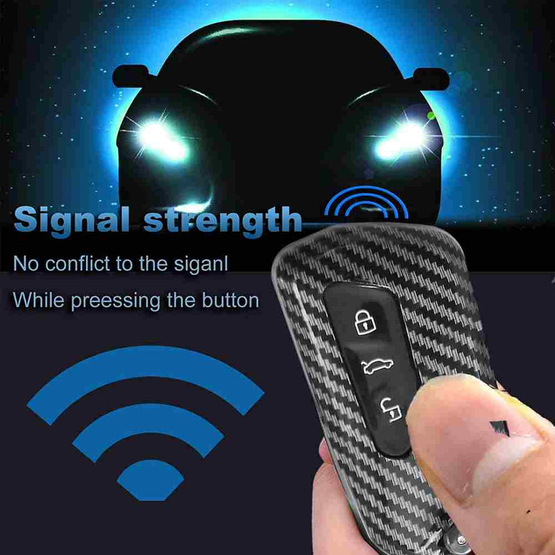 Volkswagen Golf 8, 3 Button Protective Carbon Fiber Keyless Entry Smart Remote Cover Case With Keychain
