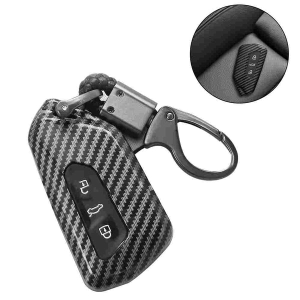 Volkswagen Golf 8, 3 Button Protective Carbon Fiber Keyless Entry Smart Remote Cover Case With Keychain