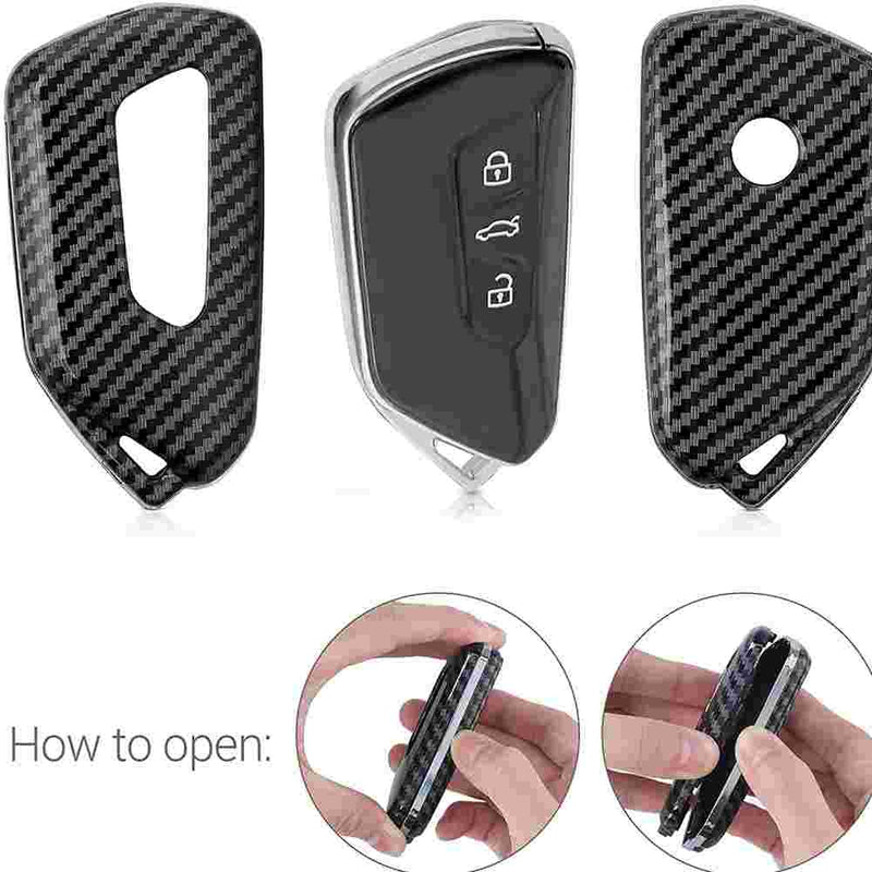 Volkswagen Golf 8, 3 Button Protective Carbon Fiber Keyless Entry Smart Remote Cover Case With Keychain