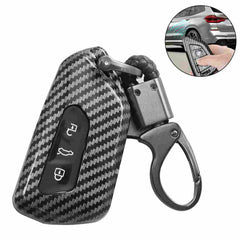 Volkswagen Golf 8, 3 Button Protective Carbon Fiber Keyless Entry Smart Remote Cover Case With Keychain