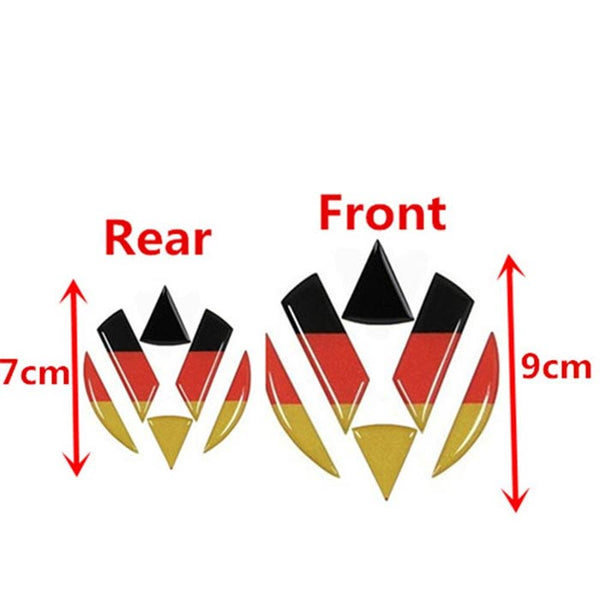 2pcs VW Polo Vento Passat Car Rear Front logo 3D Epoxy German Flag Emblem Badge Sticker Decal