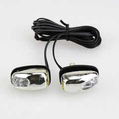 2pcs Car Chrome Windshield Washer Jet Nozzle Spray With Blue LED Light