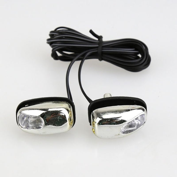 2pcs Car Chrome Windshield Washer Jet Nozzle Spray With Blue LED Light