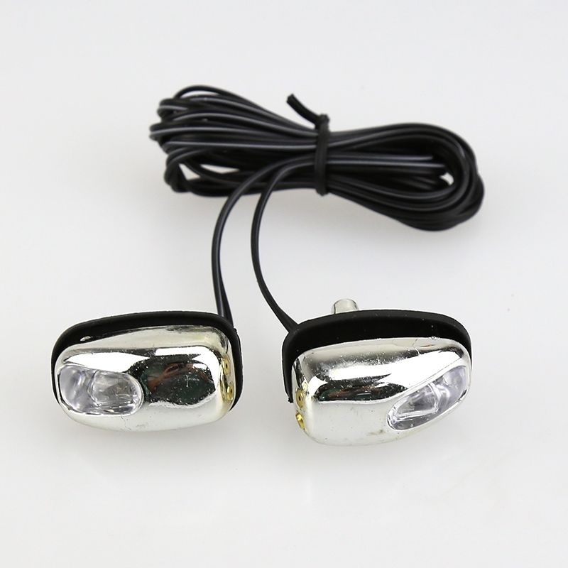 2pcs Car Chrome Windshield Washer Jet Nozzle Spray With Blue LED Light