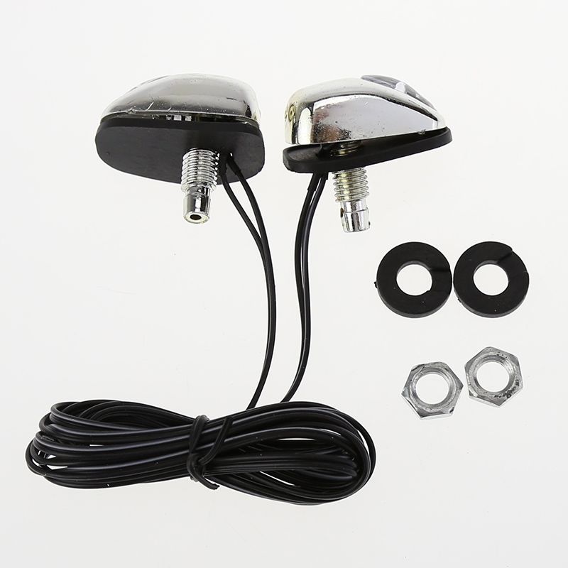 2pcs Car Chrome Windshield Washer Jet Nozzle Spray With Blue LED Light