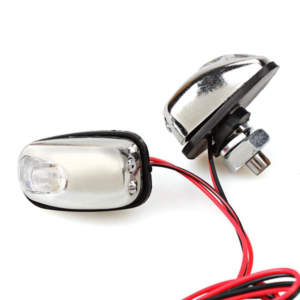 2pcs Car Chrome Windshield Washer Jet Nozzle Spray With Blue LED Light