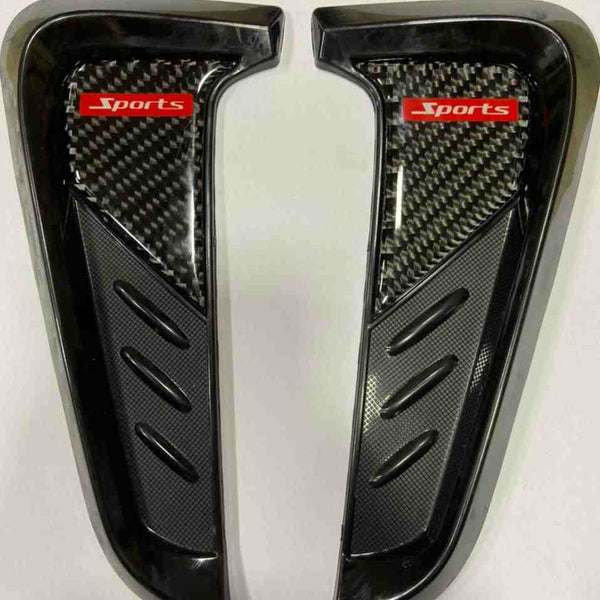 2pcs Universal Sport Carbon Fiber Side Wing Air Flow Fender Grill Intake Vent Trim