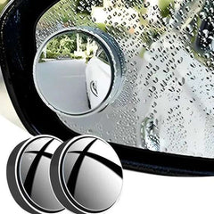 WHITE COLOR 2PCS ROUND SHAPE HD GLASS FRAMELESS DESIGN CONVEX REAR VIEW BLIND SPOT MIRROR
