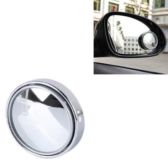 WHITE COLOR 2PCS ROUND SHAPE HD GLASS FRAMELESS DESIGN CONVEX REAR VIEW BLIND SPOT MIRROR