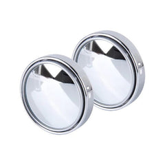 WHITE COLOR 2PCS ROUND SHAPE HD GLASS FRAMELESS DESIGN CONVEX REAR VIEW BLIND SPOT MIRROR