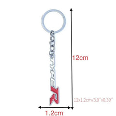 White Red TYPER 3D Logo Emblem Metal Keychain For Bikes And Cars