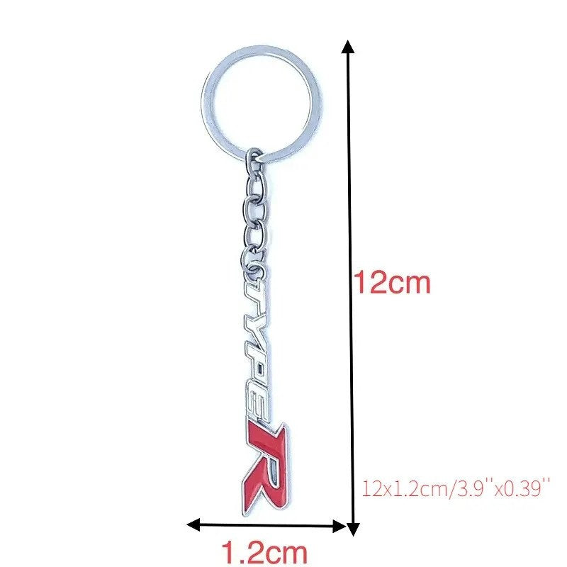 White Red TYPER 3D Logo Emblem Metal Keychain For Bikes And Cars