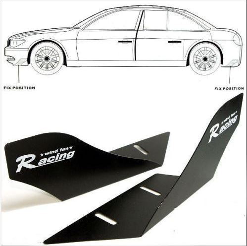 CAR RACING WIND FAN ALUMINUM BUMPER SPLITTER SPOILER WING X 2 PIECES BLACK