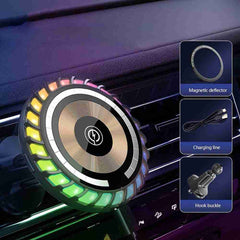 Wireless Car Charger 15W Fast Charging W/ Atmosphere Lamp for Smart Phones