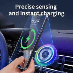 Wireless Car Charger 15W Fast Charging W/ Atmosphere Lamp for Smart Phones
