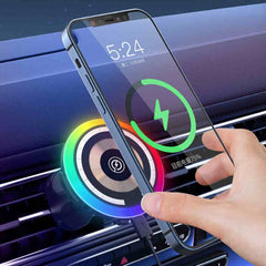 Wireless Car Charger 15W Fast Charging W/ Atmosphere Lamp for Smart Phones