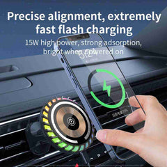 Wireless Car Charger 15W Fast Charging W/ Atmosphere Lamp for Smart Phones