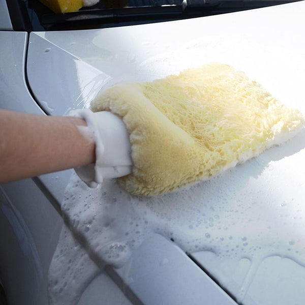 Car Care Wash Glove Real Wool Hand Wash Mitt Cleaner Soft