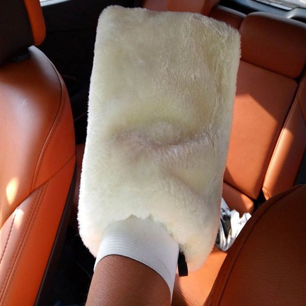 Car Care Wash Glove Real Wool Hand Wash Mitt Cleaner Soft