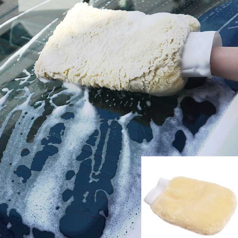 Car Care Wash Glove Real Wool Hand Wash Mitt Cleaner Soft
