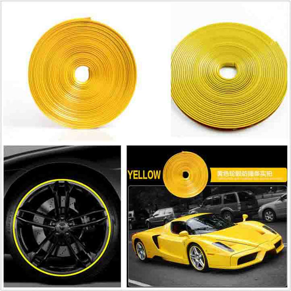 Alloy Wheel Edge Ring Rim Protectors Tyres Tire Guard Rubber Moulding-Yellow